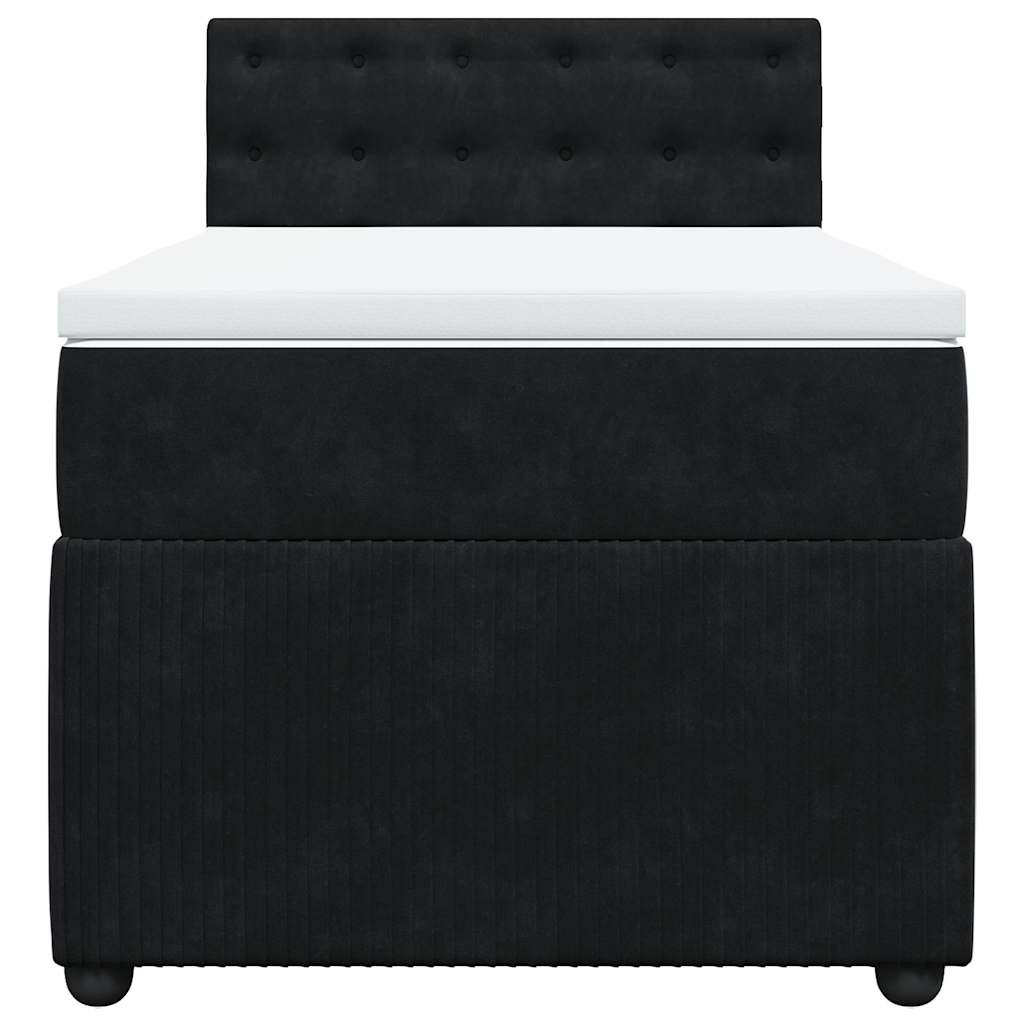 Giroletto a Molle con Materasso Nero 90x200 cm in Velluto