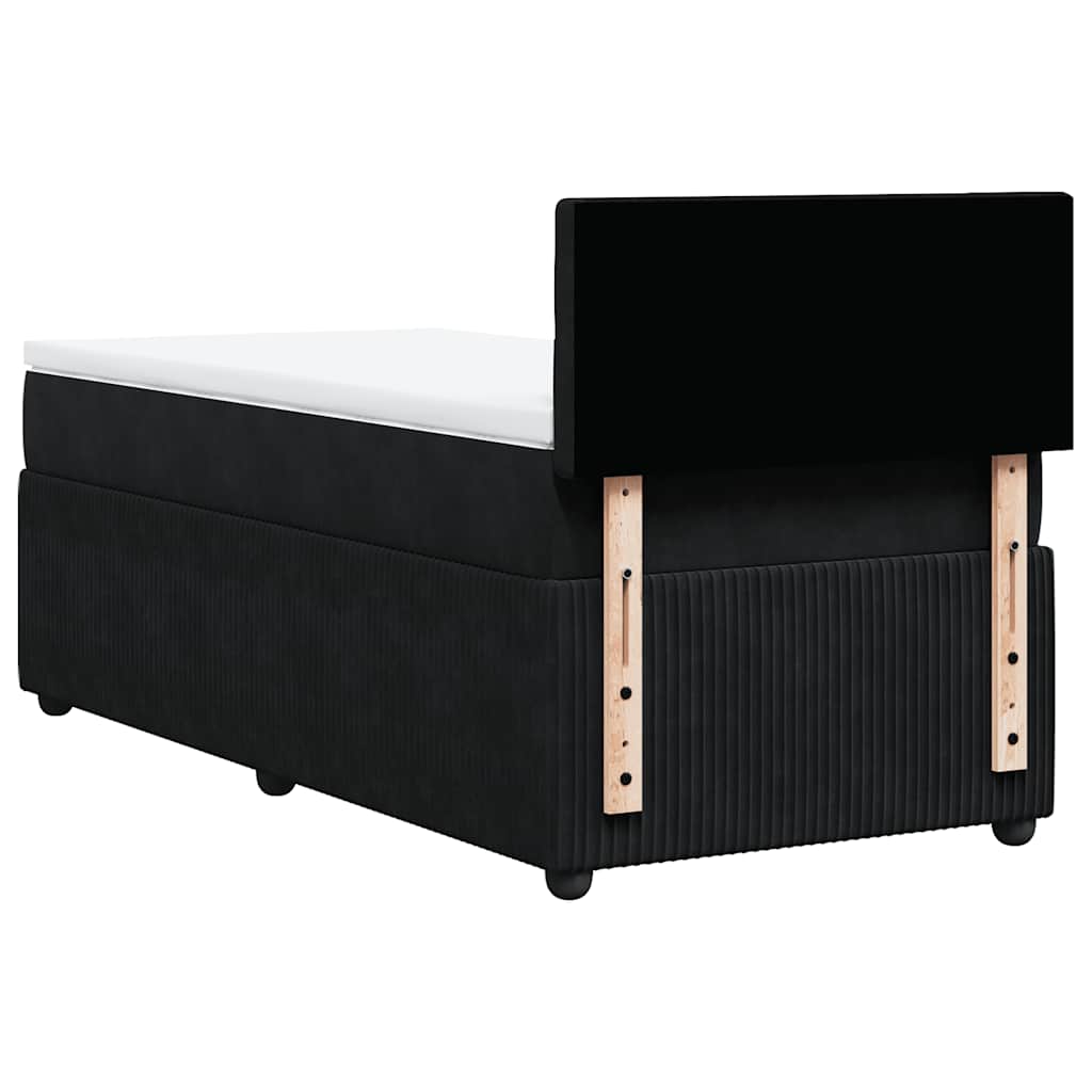Giroletto a Molle con Materasso Nero 90x200 cm in Velluto