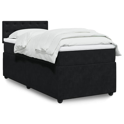 Giroletto a Molle con Materasso Nero 90x200 cm in Velluto
