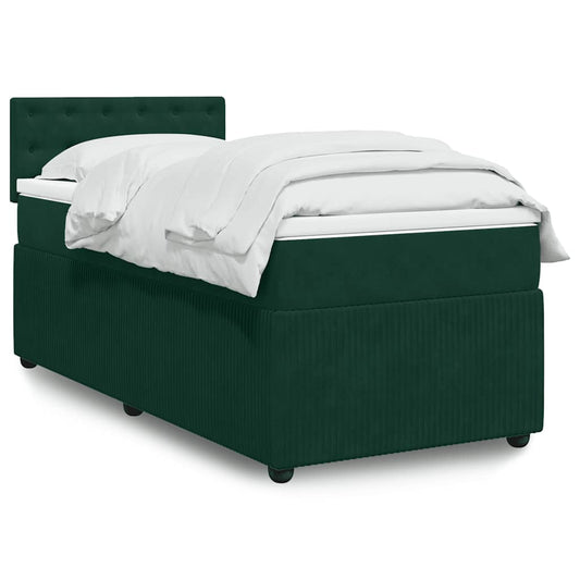 Giroletto a Molle con Materasso Verde Scuro 90x200 cm Velluto