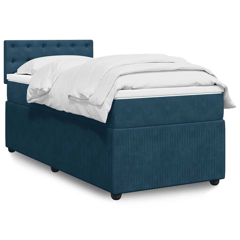 Giroletto a Molle con Materasso Blu 90x200 cm in Velluto | homemem39
