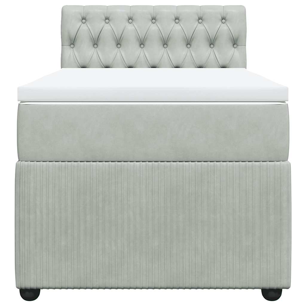 Giroletto a Molle con Materasso Grigio Chiaro 90x200 cm Velluto