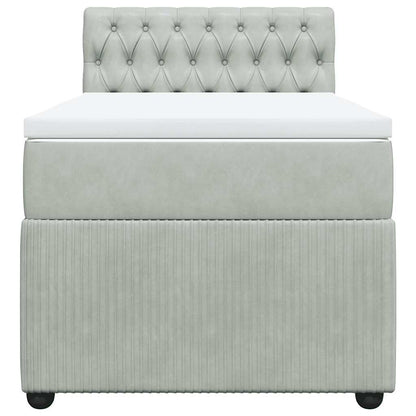 Giroletto a Molle con Materasso Grigio Chiaro 90x200 cm Velluto
