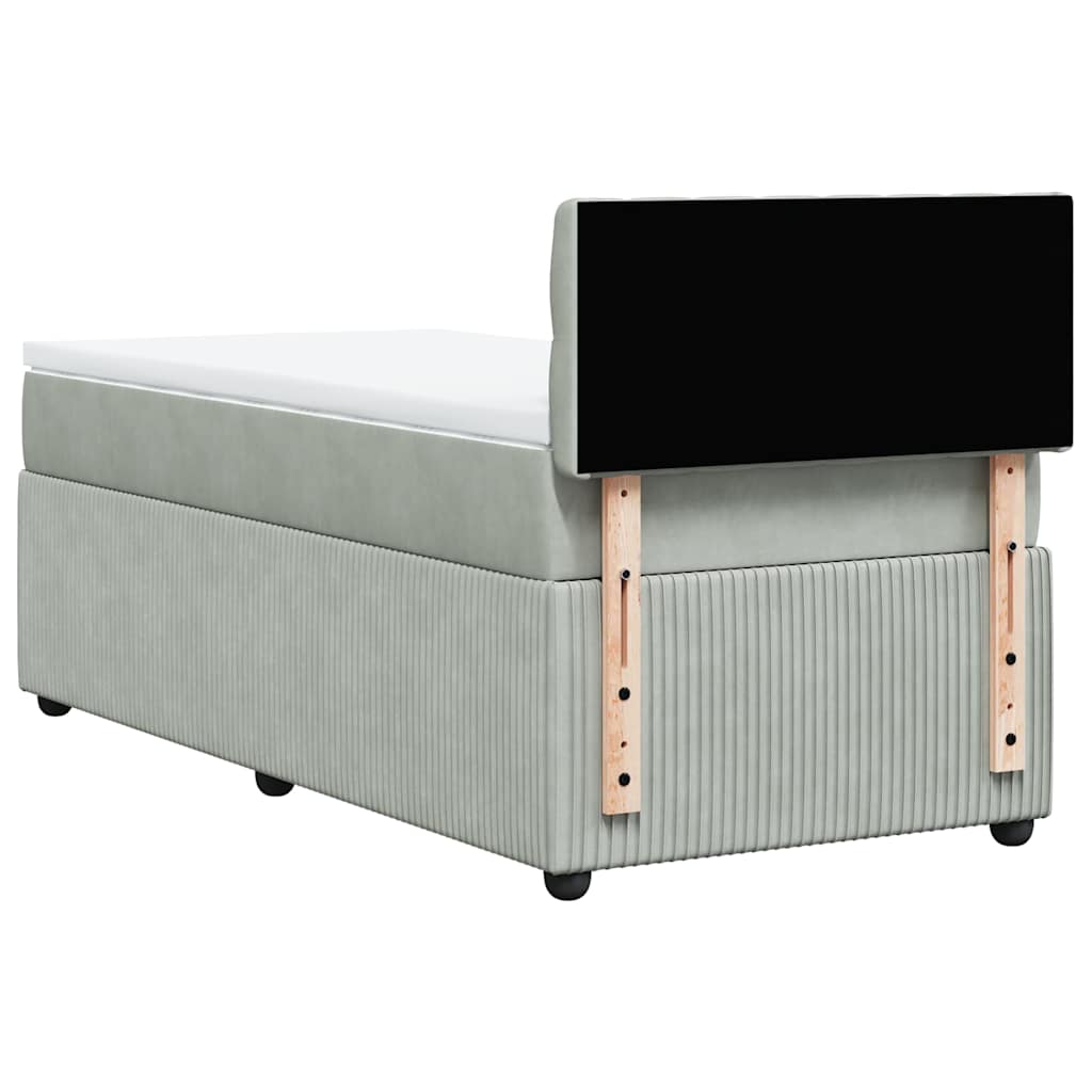 Giroletto a Molle con Materasso Grigio Chiaro 90x200 cm Velluto