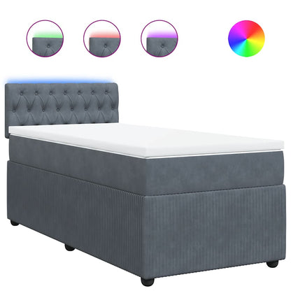 Giroletto a Molle con Materasso Grigio Scuro 90x200 cm Velluto