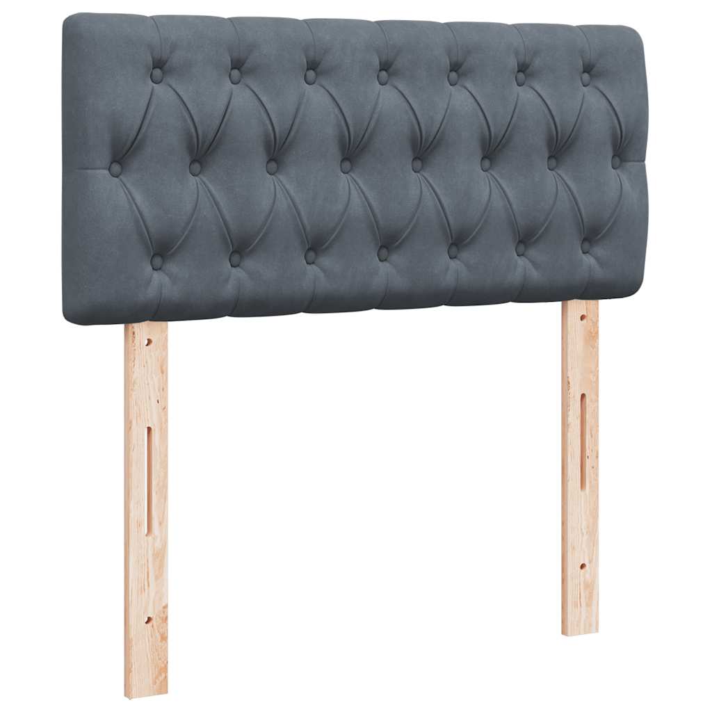 Giroletto a Molle con Materasso Grigio Scuro 90x200 cm Velluto