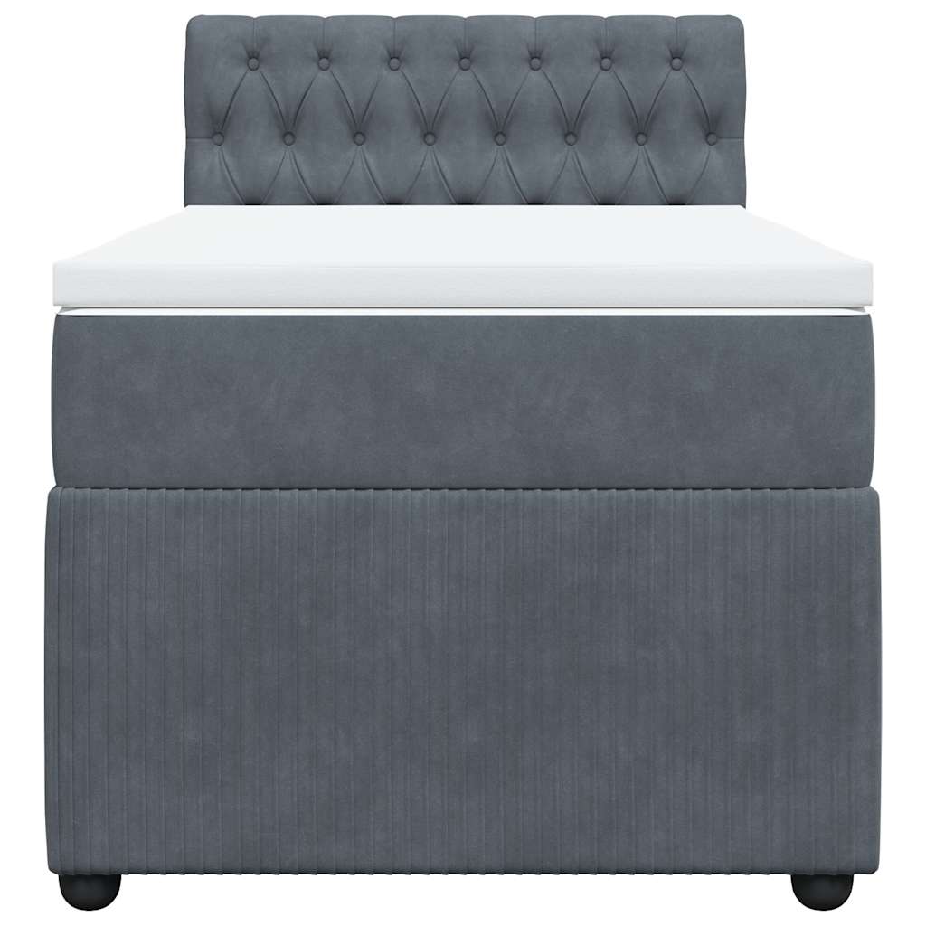 Giroletto a Molle con Materasso Grigio Scuro 90x200 cm Velluto