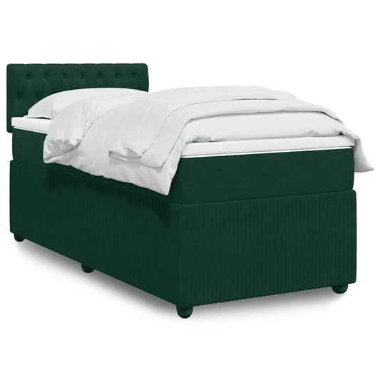 Giroletto a Molle con Materasso Verde Scuro 90x200 cm Velluto