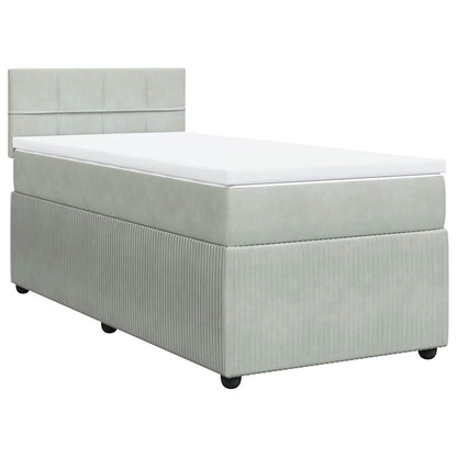 Giroletto a Molle con Materasso Grigio Chiaro 90x200 cm Velluto