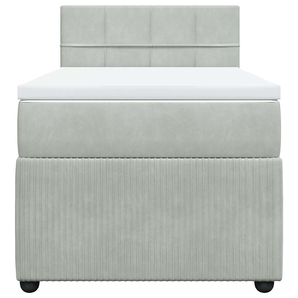 Giroletto a Molle con Materasso Grigio Chiaro 90x200 cm Velluto
