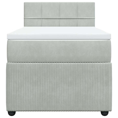 Giroletto a Molle con Materasso Grigio Chiaro 90x200 cm Velluto