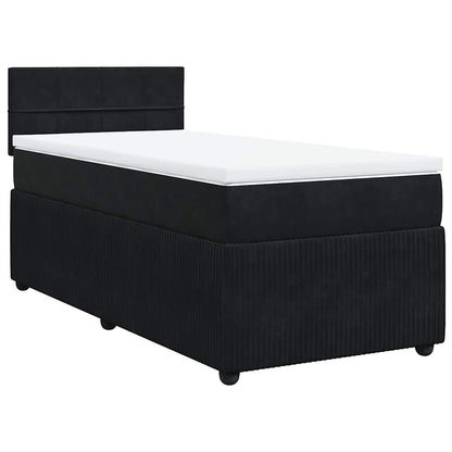 Giroletto a Molle con Materasso Nero 90x200 cm in Velluto