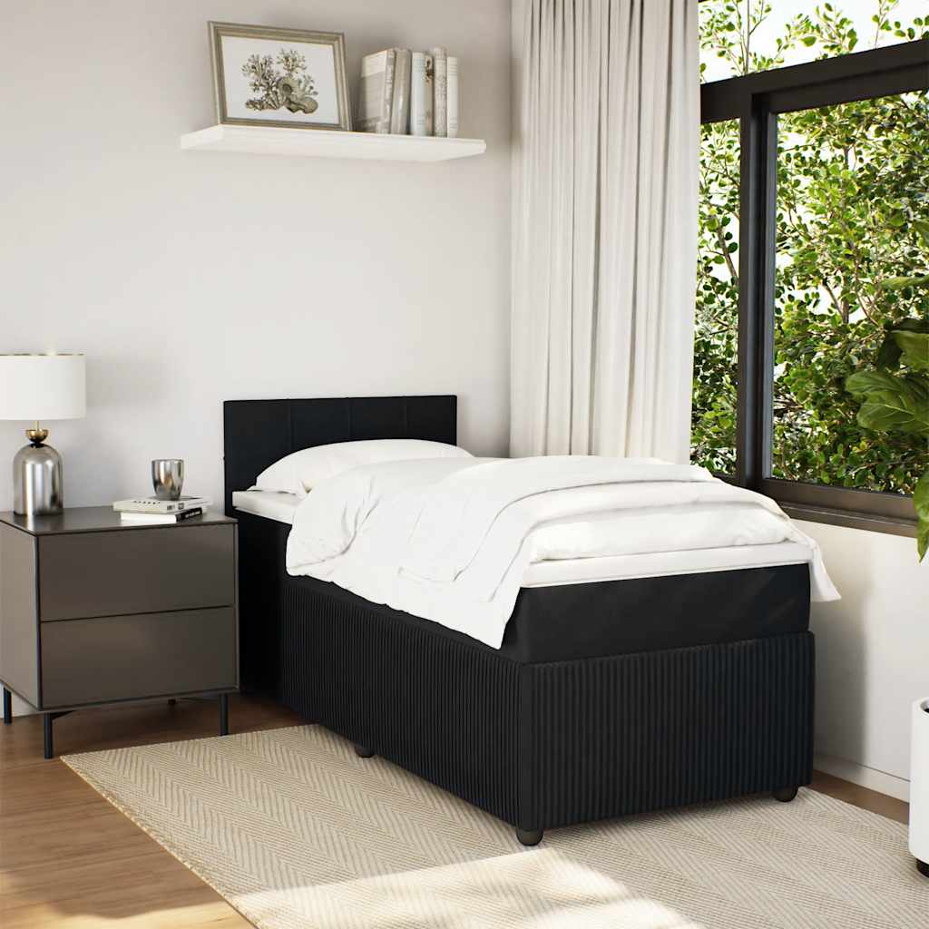 Giroletto a Molle con Materasso Nero 90x200 cm in Velluto