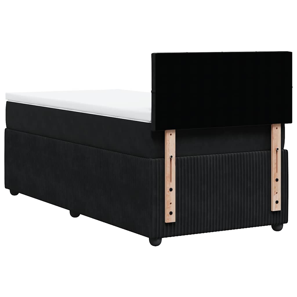 Giroletto a Molle con Materasso Nero 90x200 cm in Velluto
