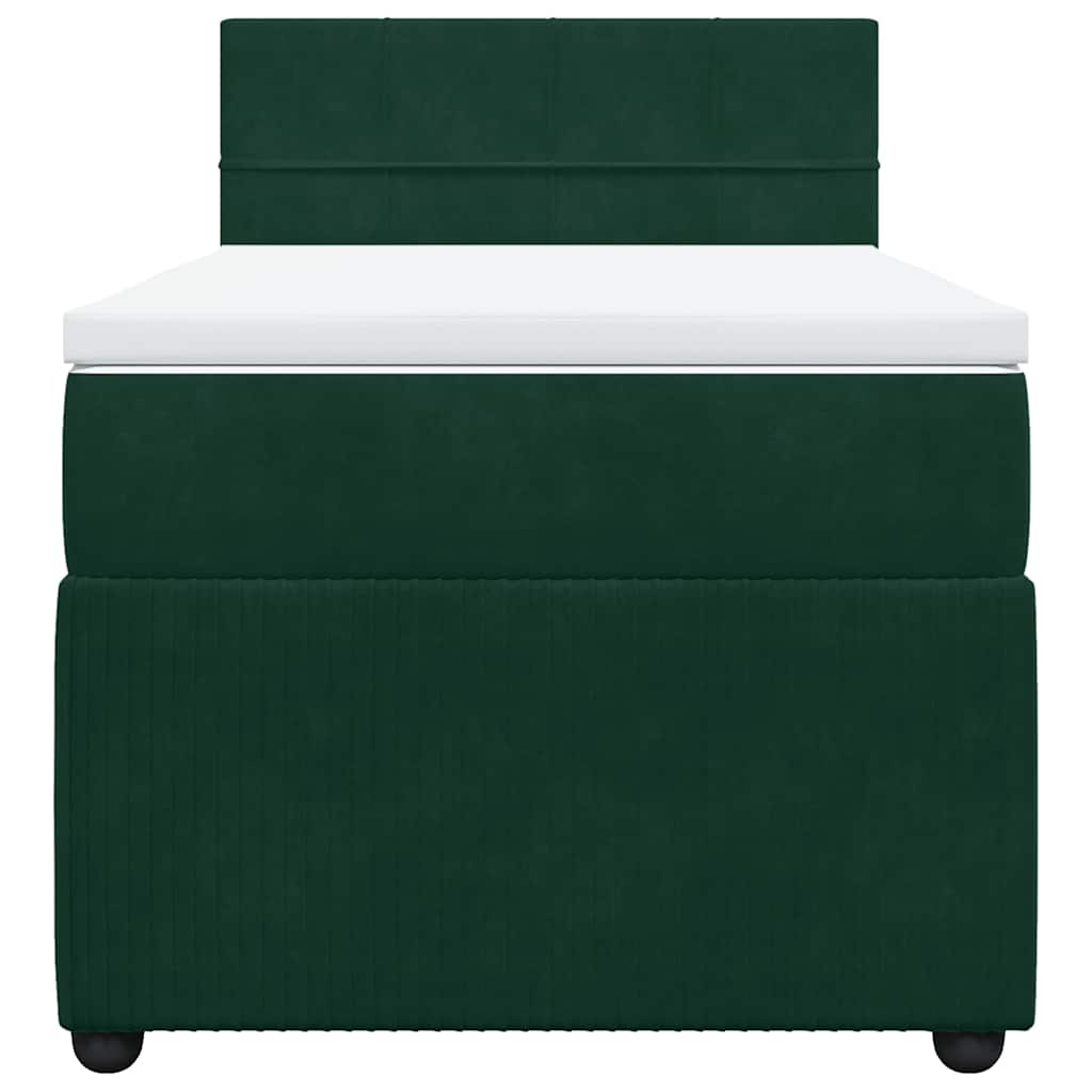 Giroletto a Molle con Materasso Verde Scuro 90x200 cm Velluto