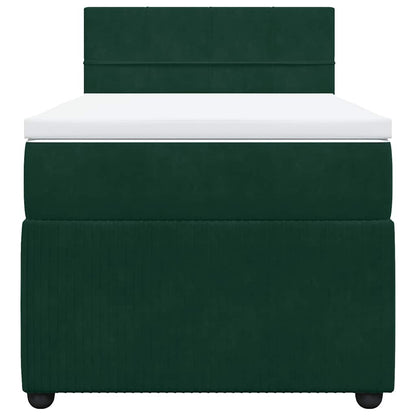 Giroletto a Molle con Materasso Verde Scuro 90x200 cm Velluto