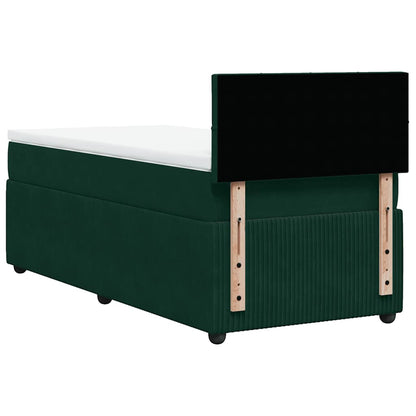 Giroletto a Molle con Materasso Verde Scuro 90x200 cm Velluto