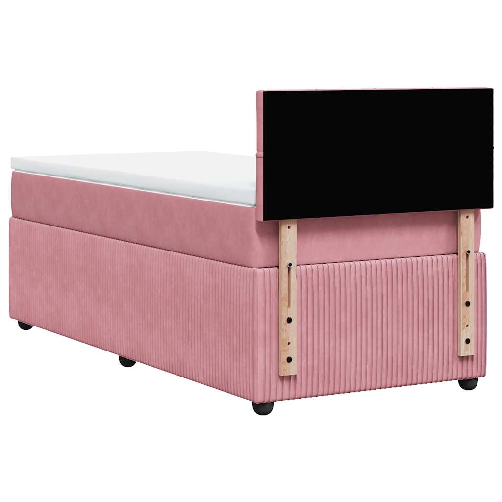 Giroletto a Molle con Materasso Rosa 90x200 cm in Velluto