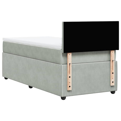 Giroletto a Molle con Materasso Grigio Chiaro 100x200cm Velluto