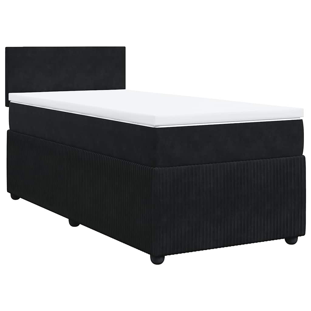 Giroletto a Molle con Materasso Nero 100x200 cm in Velluto