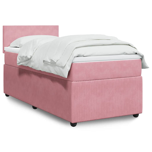 Giroletto a Molle con Materasso Rosa 100x200 cm in Velluto