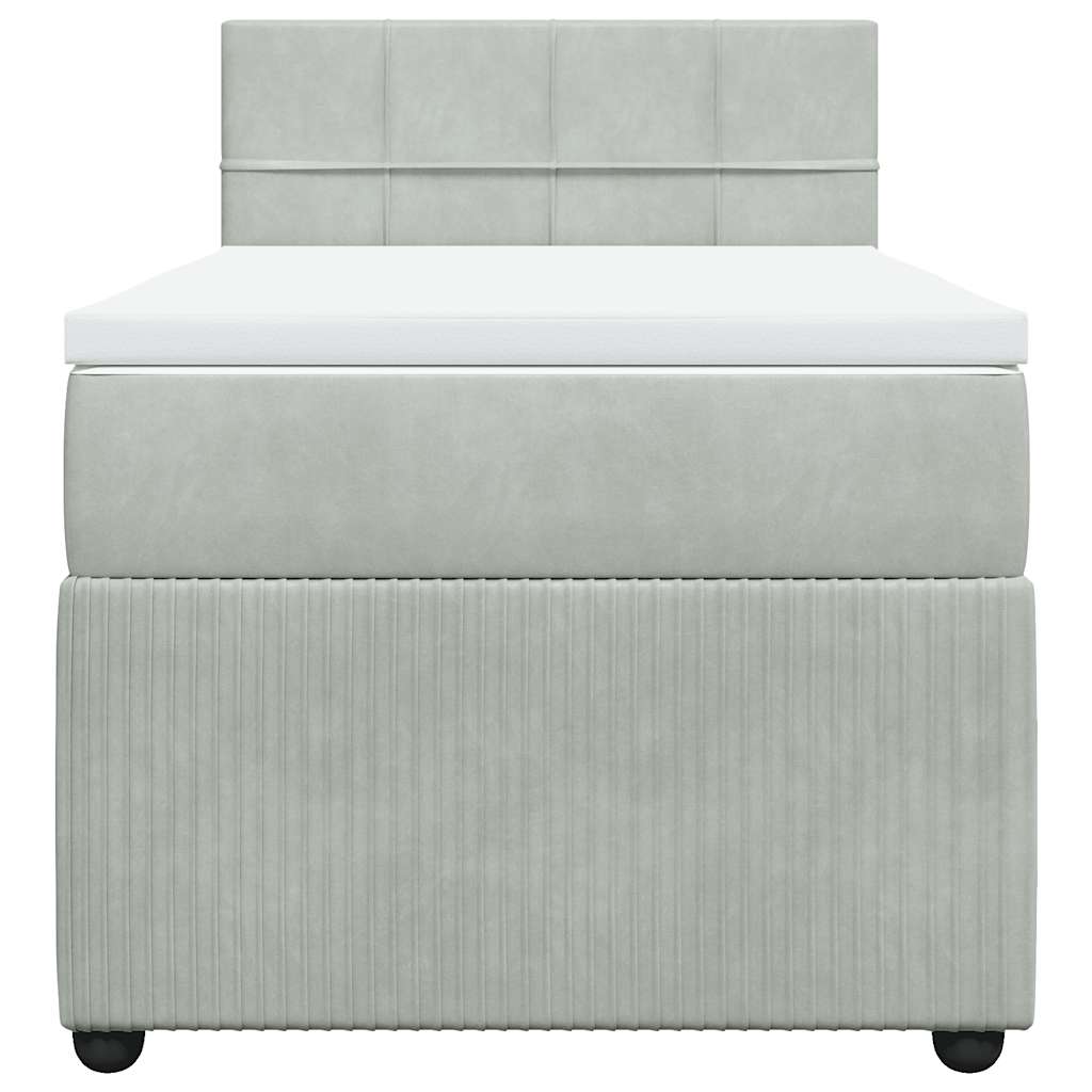 Giroletto a Molle con Materasso Grigio Chiaro 100x200cm Velluto
