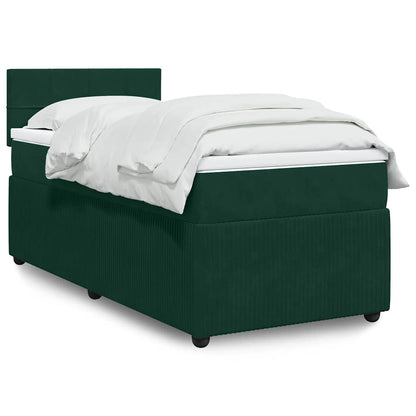 Giroletto a Molle con Materasso Verde Scuro 100x200 cm Velluto