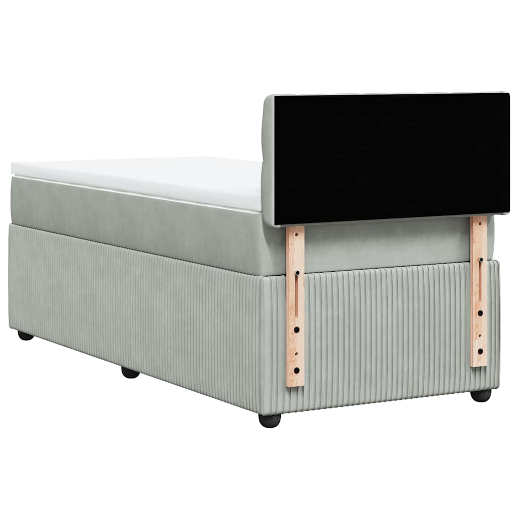 Giroletto a Molle con Materasso Grigio Chiaro 100x200cm Velluto