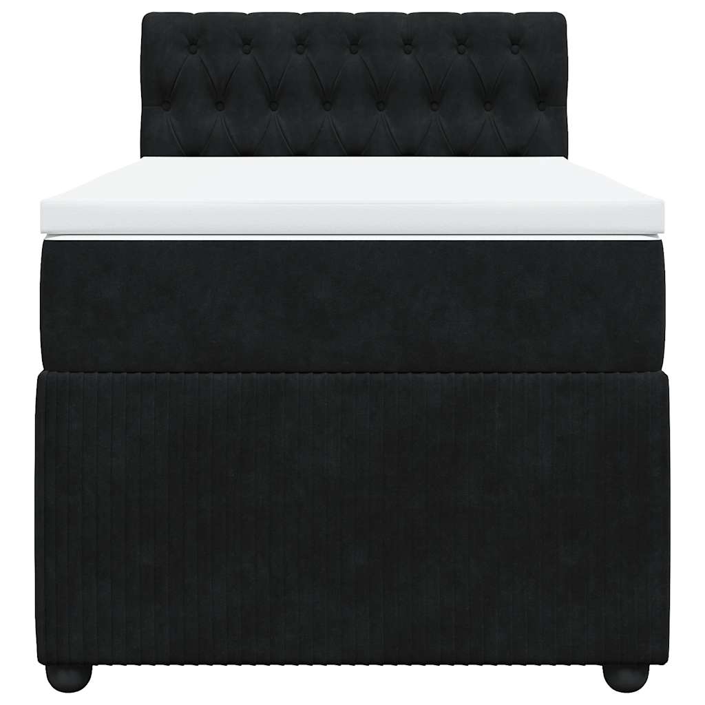 Giroletto a Molle con Materasso Nero 100x200 cm in Velluto