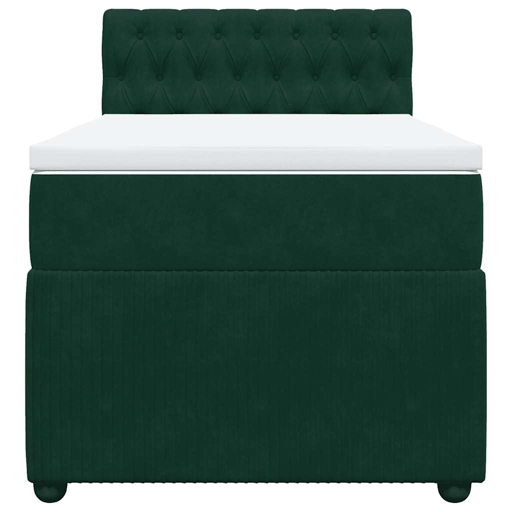 Giroletto a Molle con Materasso Verde Scuro 100x200 cm Velluto