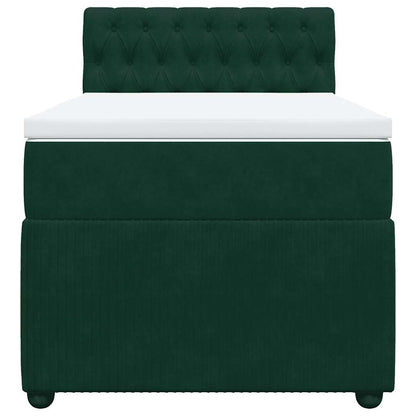 Giroletto a Molle con Materasso Verde Scuro 100x200 cm Velluto
