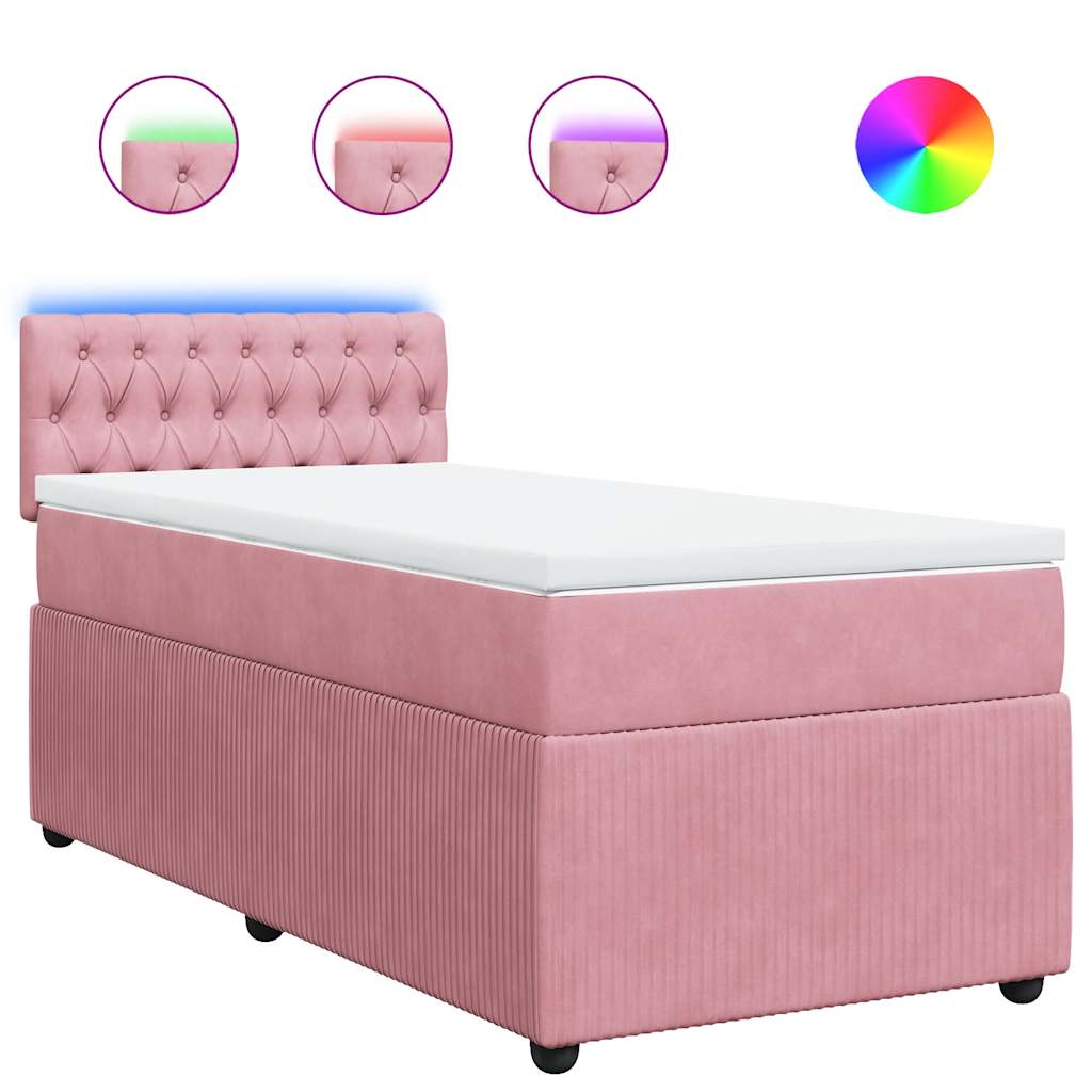 Giroletto a Molle con Materasso Rosa 100x200 cm in Velluto | homemem39