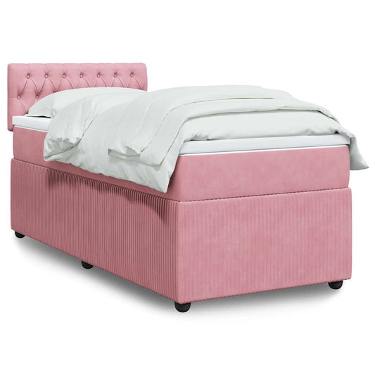 Giroletto a Molle con Materasso Rosa 100x200 cm in Velluto | homemem39