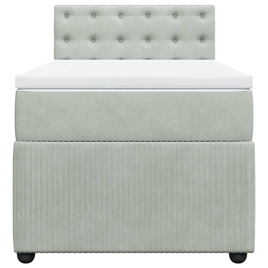 Giroletto a Molle con Materasso Grigio Chiaro 100x200cm Velluto