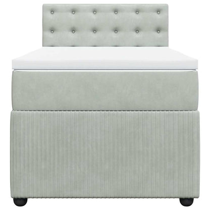 Giroletto a Molle con Materasso Grigio Chiaro 100x200cm Velluto