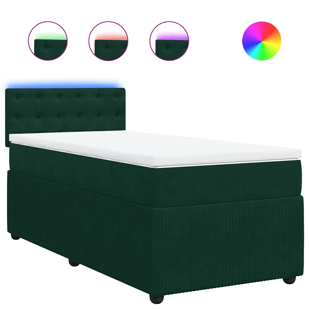 Giroletto a Molle con Materasso Verde Scuro 100x200 cm Velluto