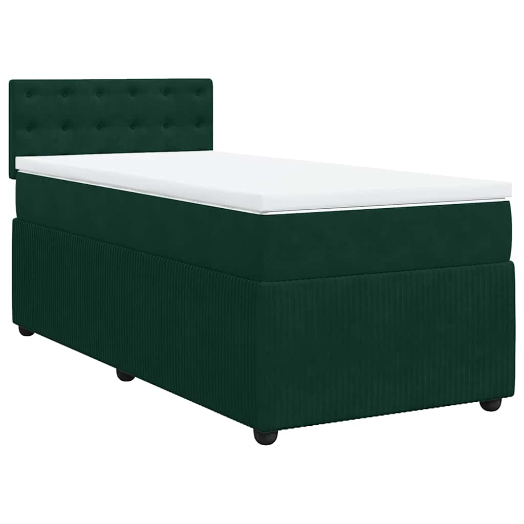 Giroletto a Molle con Materasso Verde Scuro 100x200 cm Velluto