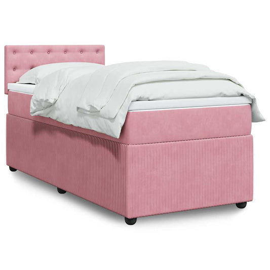 Giroletto a Molle con Materasso Rosa 100x200 cm in Velluto