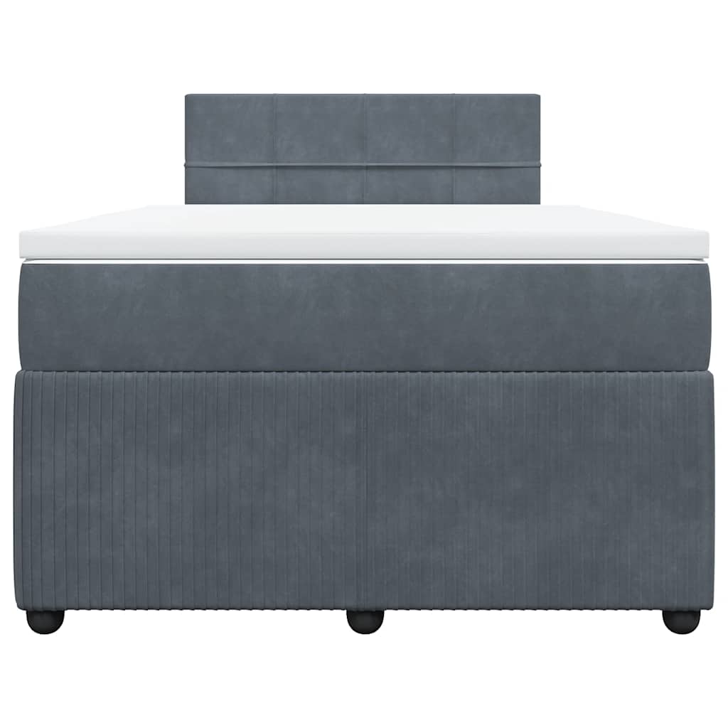 Giroletto a Molle con Materasso Grigio Scuro 120x190 cm Velluto