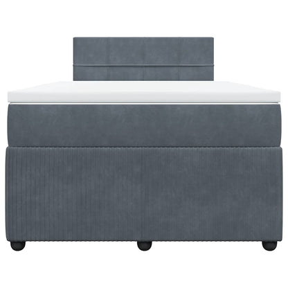 Giroletto a Molle con Materasso Grigio Scuro 120x190 cm Velluto
