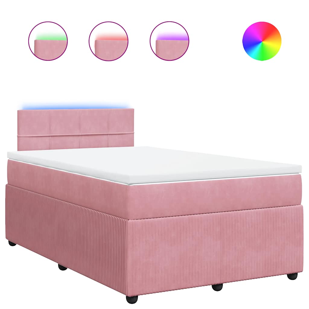 Giroletto a Molle con Materasso Rosa 120x190 cm in Velluto | homemem39