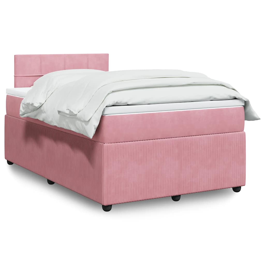 Giroletto a Molle con Materasso Rosa 120x190 cm in Velluto | homemem39