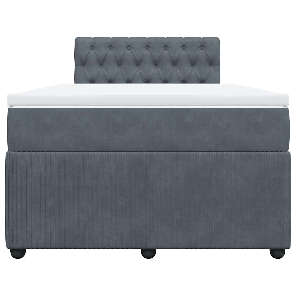 Giroletto a Molle con Materasso Grigio Scuro 120x190 cm Velluto