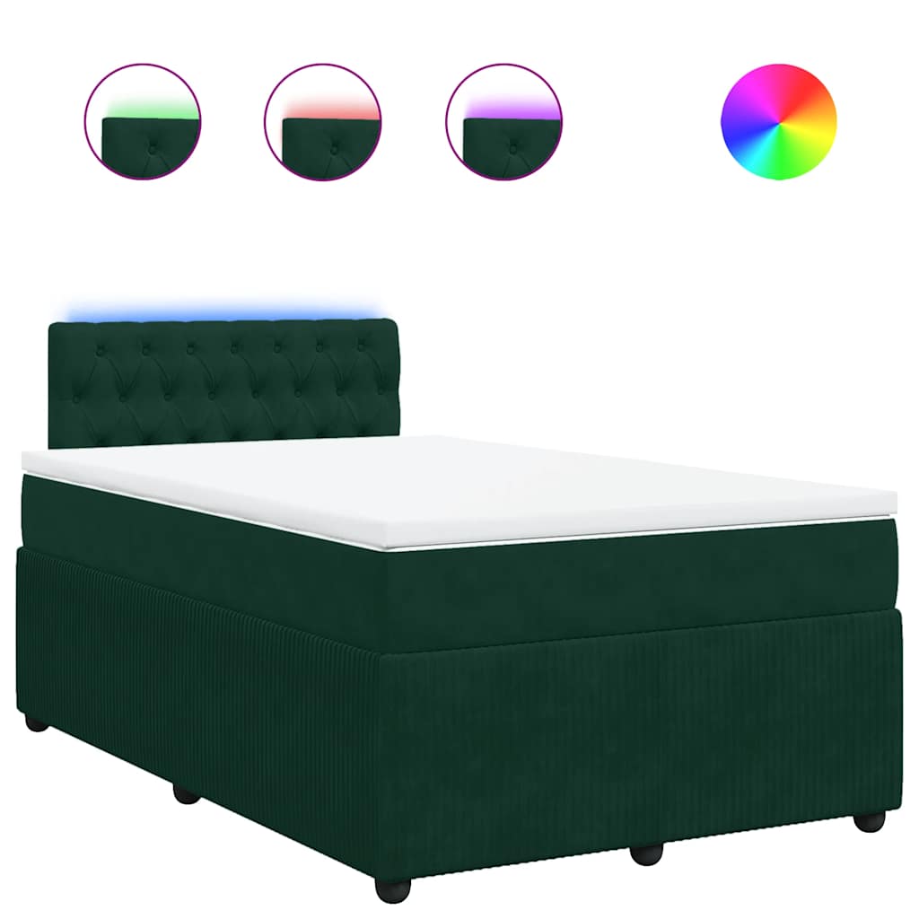 Giroletto a Molle con Materasso Verde Scuro 120x190 cm Velluto
