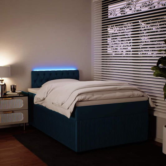 Giroletto a Molle con Materasso Blu 120x190 cm in Velluto