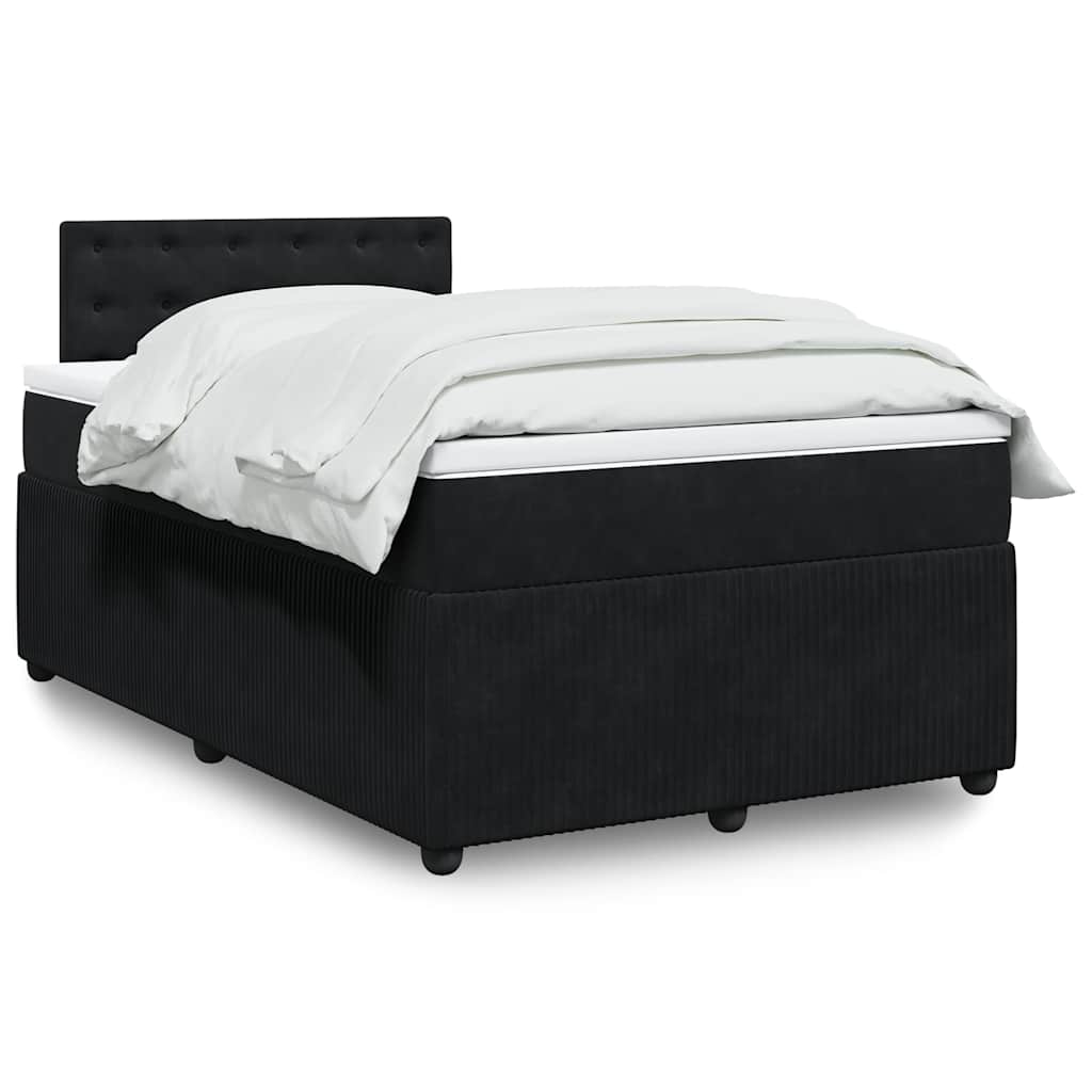 Giroletto a Molle con Materasso Nero 120x190 cm in Velluto