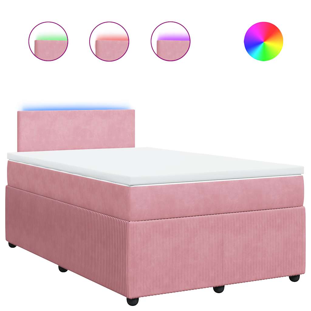 Giroletto a Molle con Materasso Rosa 120x200 cm in Velluto | homemem39