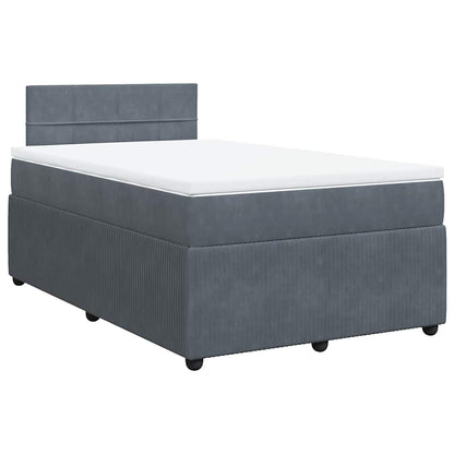 Giroletto a Molle con Materasso Grigio Scuro 120x200 cm Velluto
