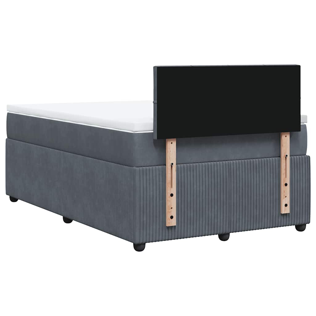 Giroletto a Molle con Materasso Grigio Scuro 120x200 cm Velluto