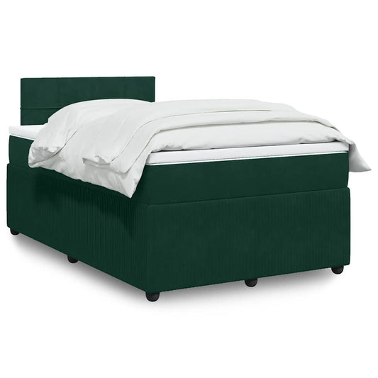 Giroletto a Molle con Materasso Verde Scuro 120x200 cm Velluto